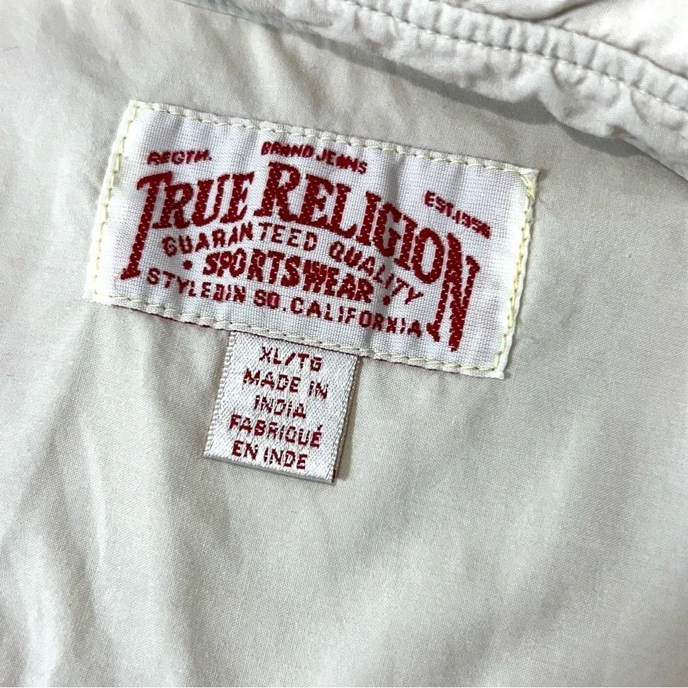 Vintage Man's rugged True Religion cotton Button down shirt Beige‎ XL